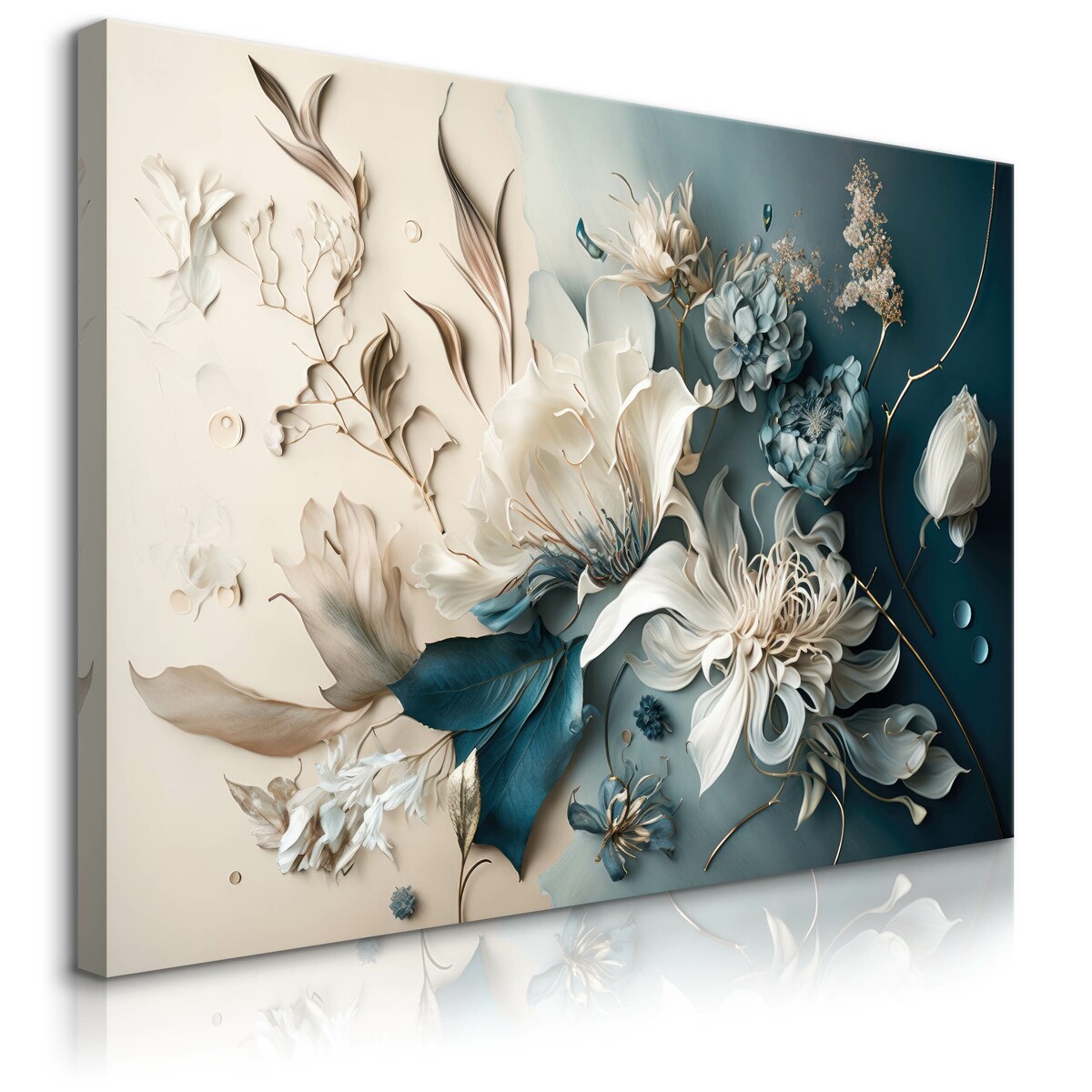 OBRAZ ŚCIENNY DO SALONU SYPIALNI ABSTRAKCYJNE KWIATY 3D STYL GLAMOUR 40x30cm