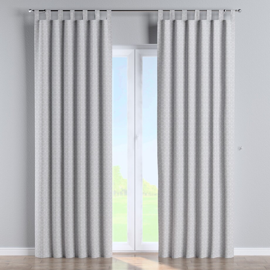 Zasłona na szelkach 1 szt. 130x260 wzór sześcianów na szarym tle