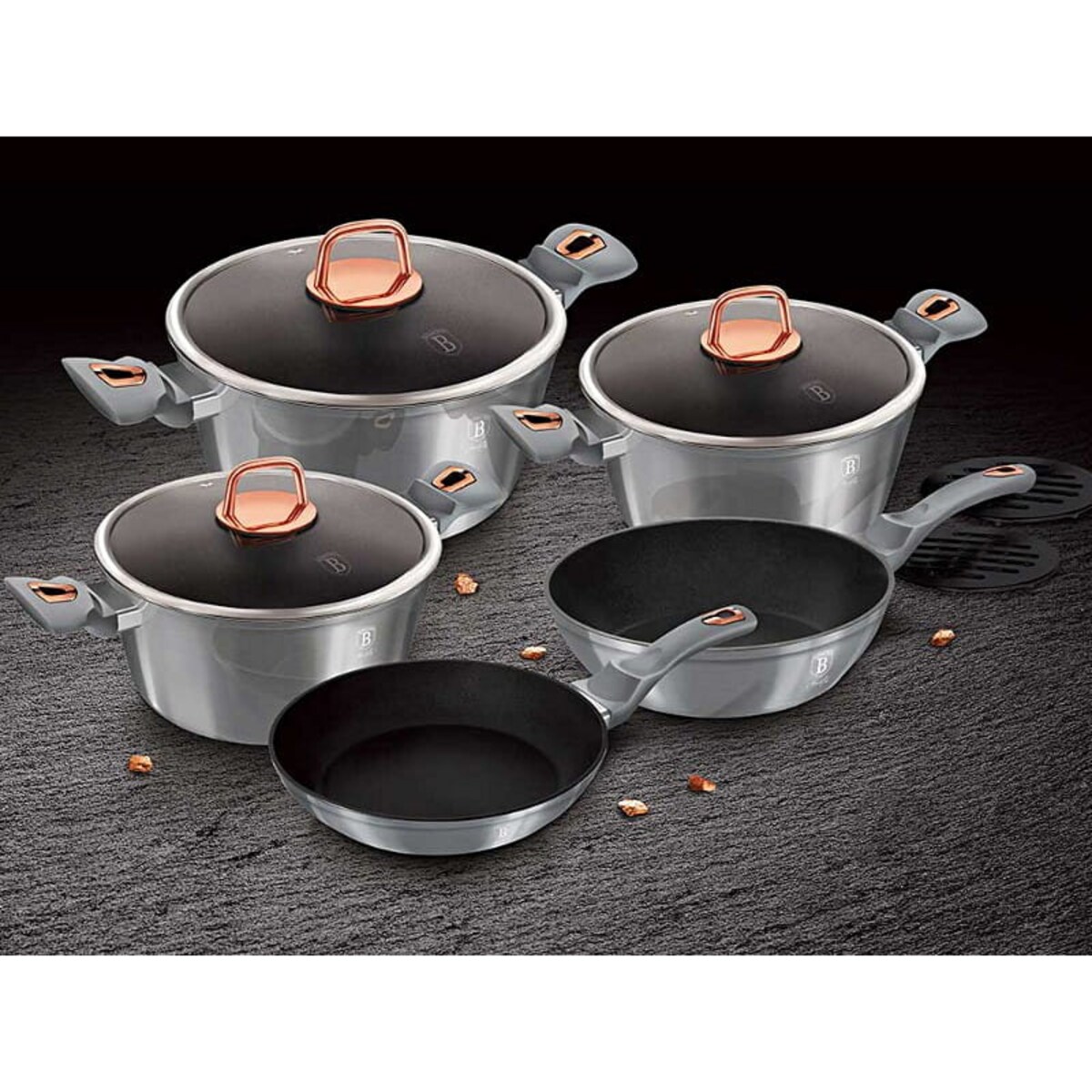 Zestaw 10 elementów garnki, patelnie, akcesoria Berlinger Haus BH-6020