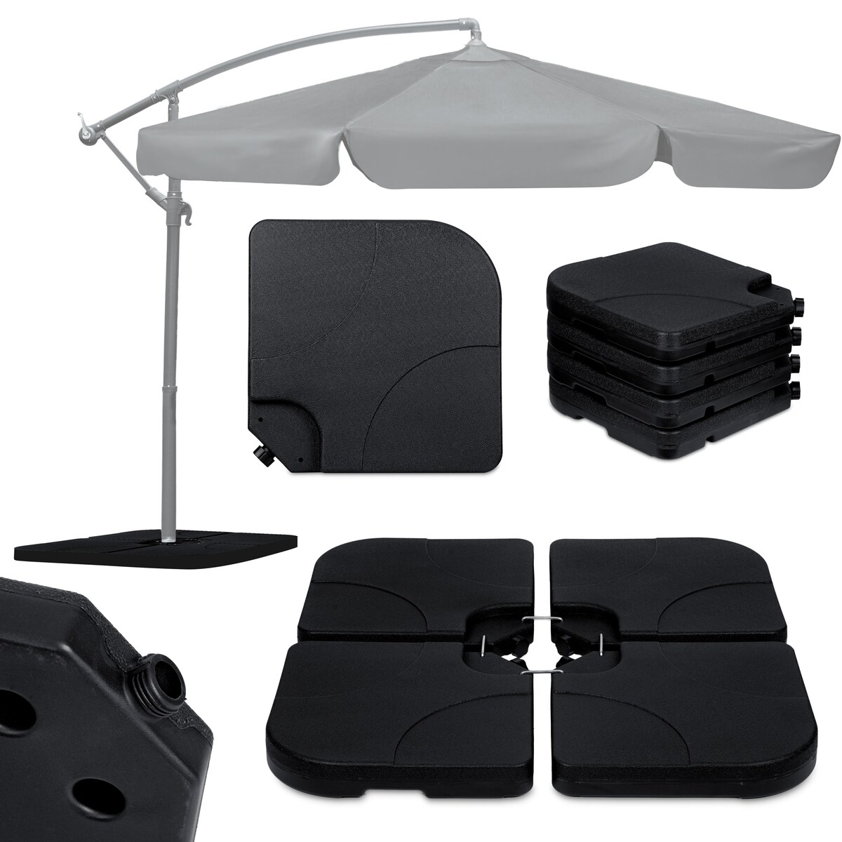 Podstawa parasola ogrodowego stojak obciążnik baza czarna Plonos 50x50x7,5cm