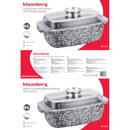 Brytfanna z powłoką marmurową KLAUSBERG 4.5L 32cm 2 elementy