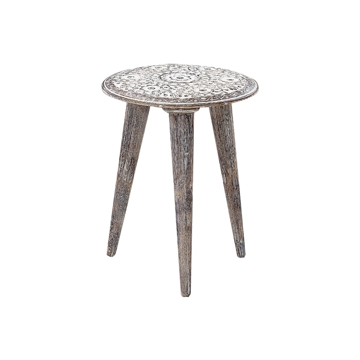 Zestaw 2 stolików pomocniczych drewno mango złamana biel BARJU