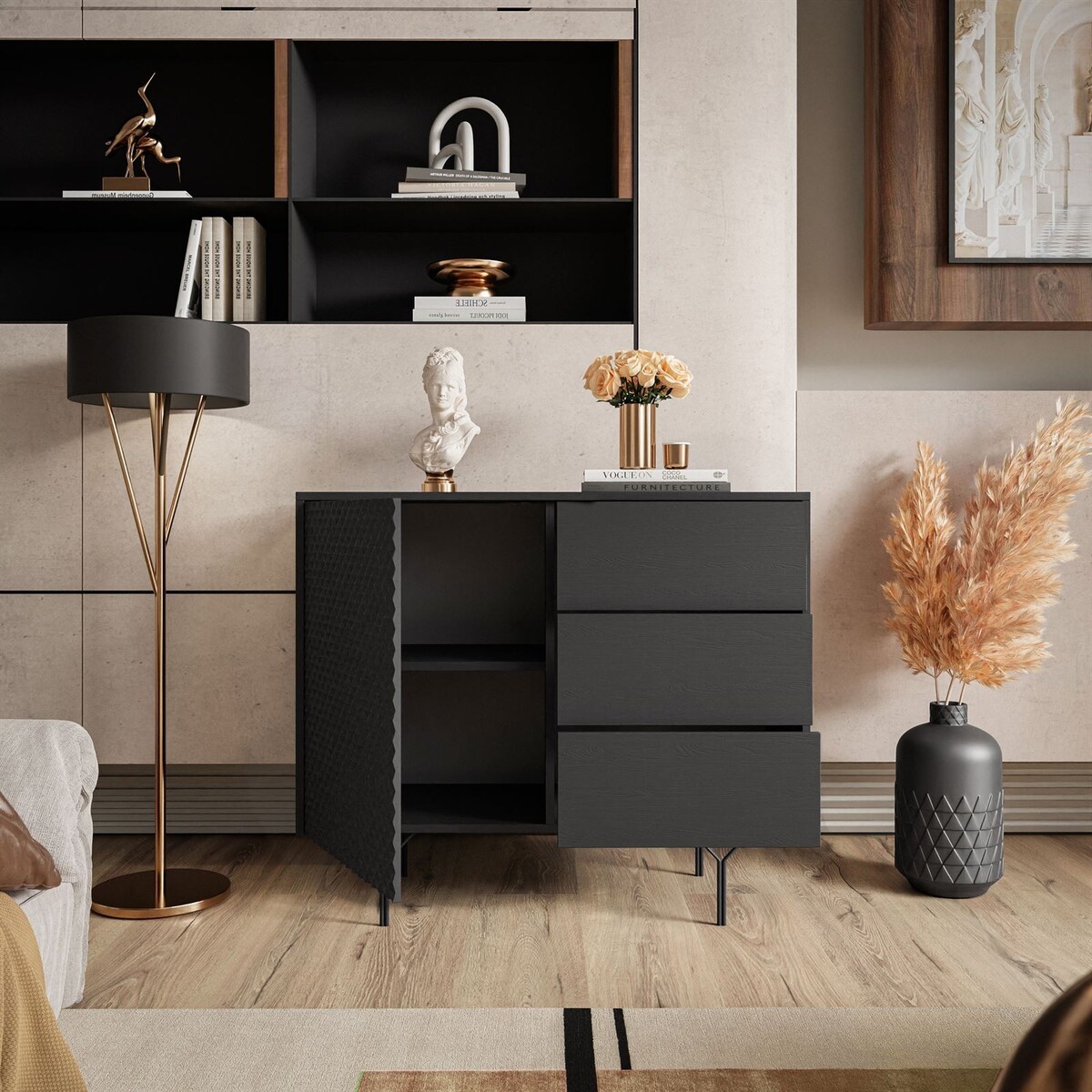 Komoda RICHMOND KSZ97 z szufladami, czarna