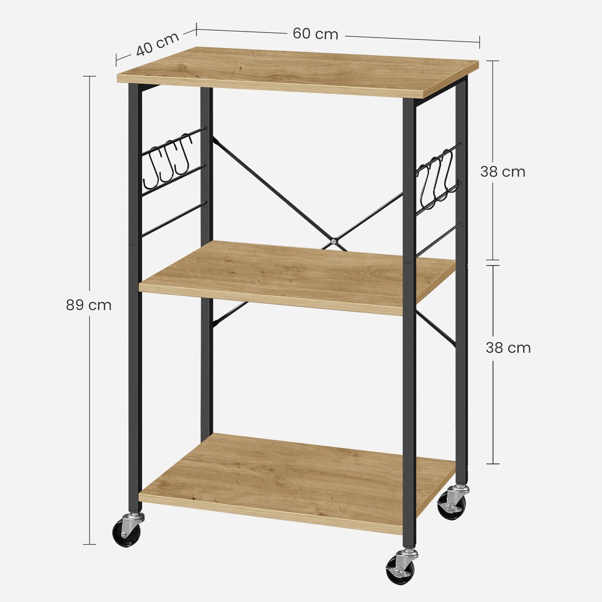 Szafka Na Kółach nowoczesny styl, dąb artisan, czarny