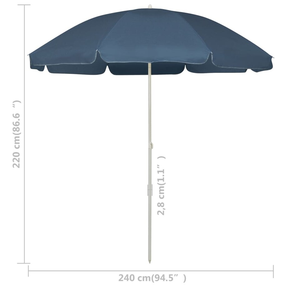 vidaXL Parasol plażowy, niebieski, 240 cm