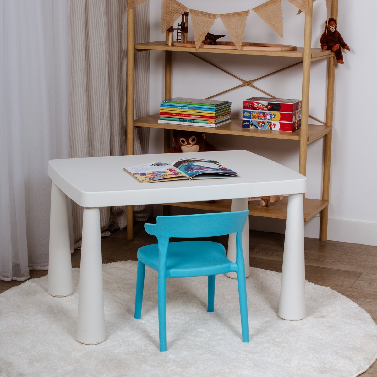 Krzesło dla dzieci plastikowe stabilne dziecięce niebieskie