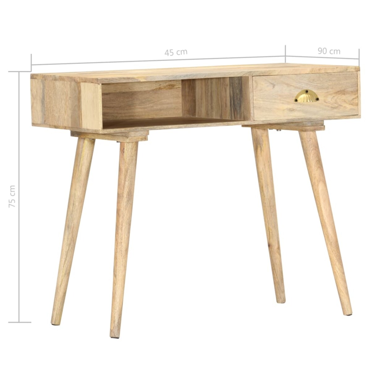 vidaXL Stolik konsolowy, 90x45x75 cm, lite drewno mango