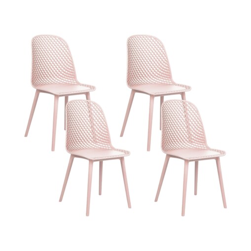 Zestaw 4 krzeseł do jadalni różowy EMORY