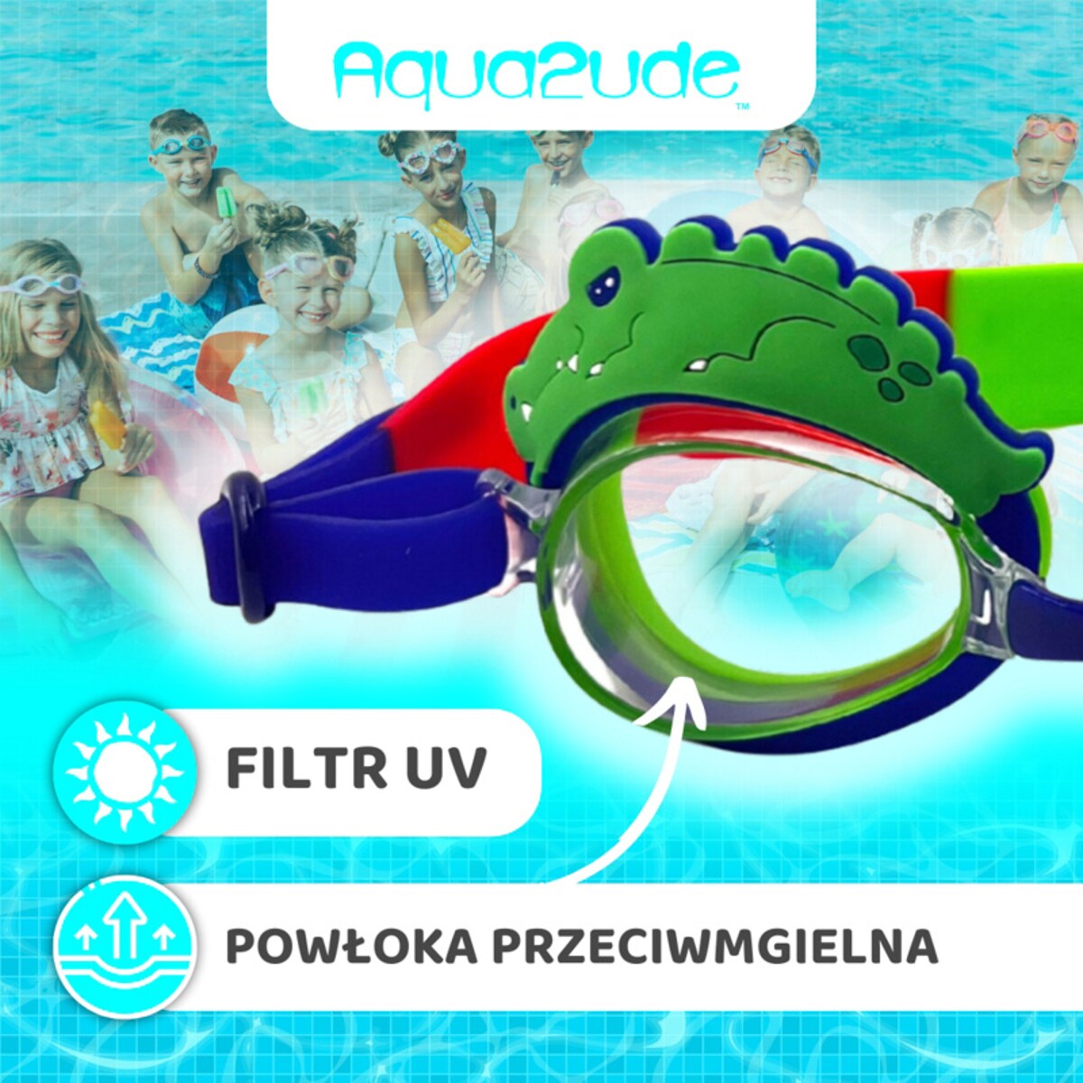 Okulary do pływania dla dzieci na basen Aligator 3+ Aqua2ude