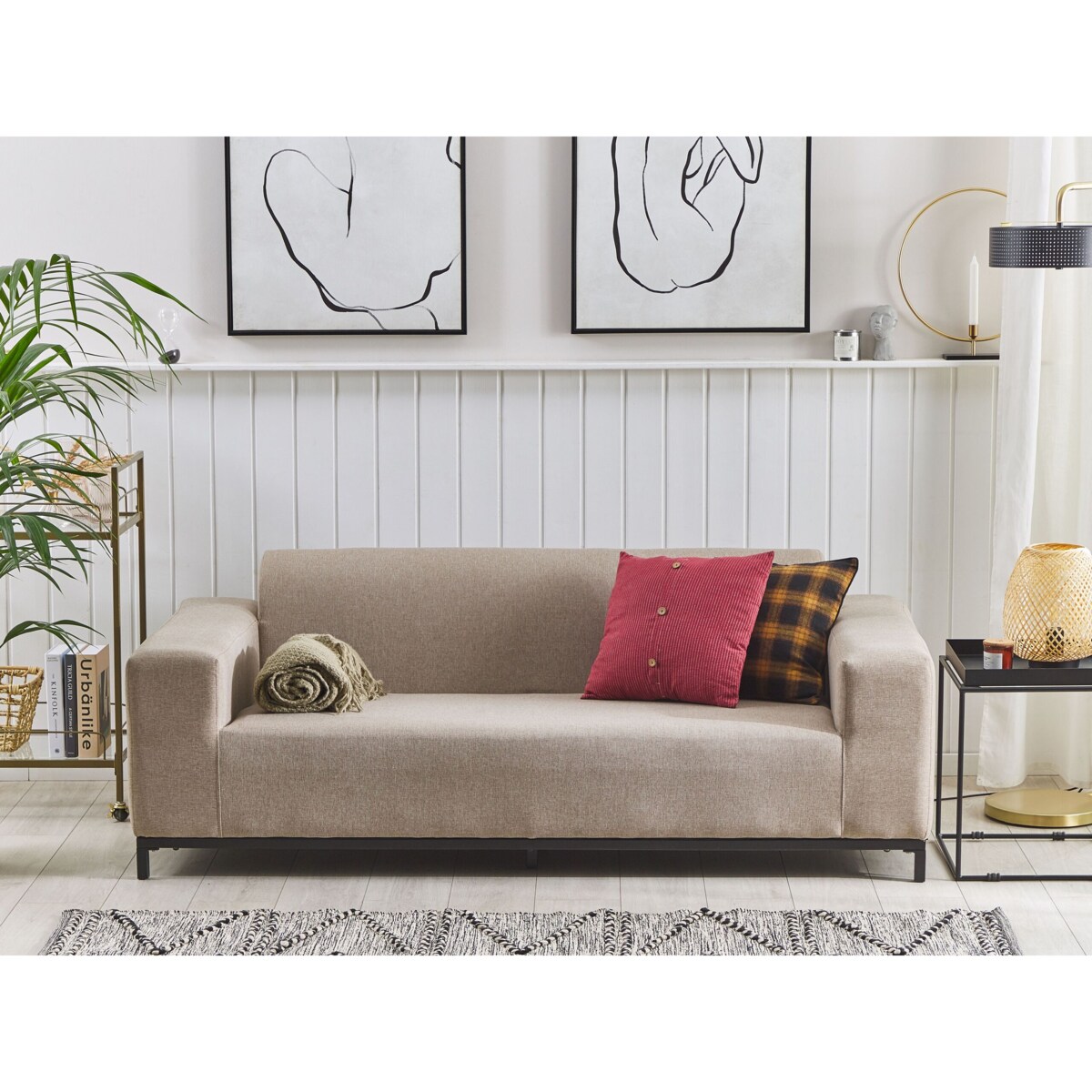 Sofa ogrodowa beżowa z czarnym ROVIGO