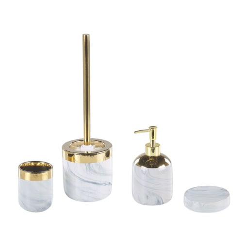 4-częściowy zestaw akcesoriów łazienkowych biały ze złotym HUNCAL