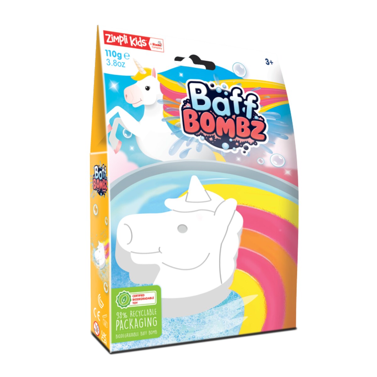 Jednorożec do kąpieli do zabawy zmieniający kolor wody, Rainbow Baff Bombz, 3+, Zimpli Kids