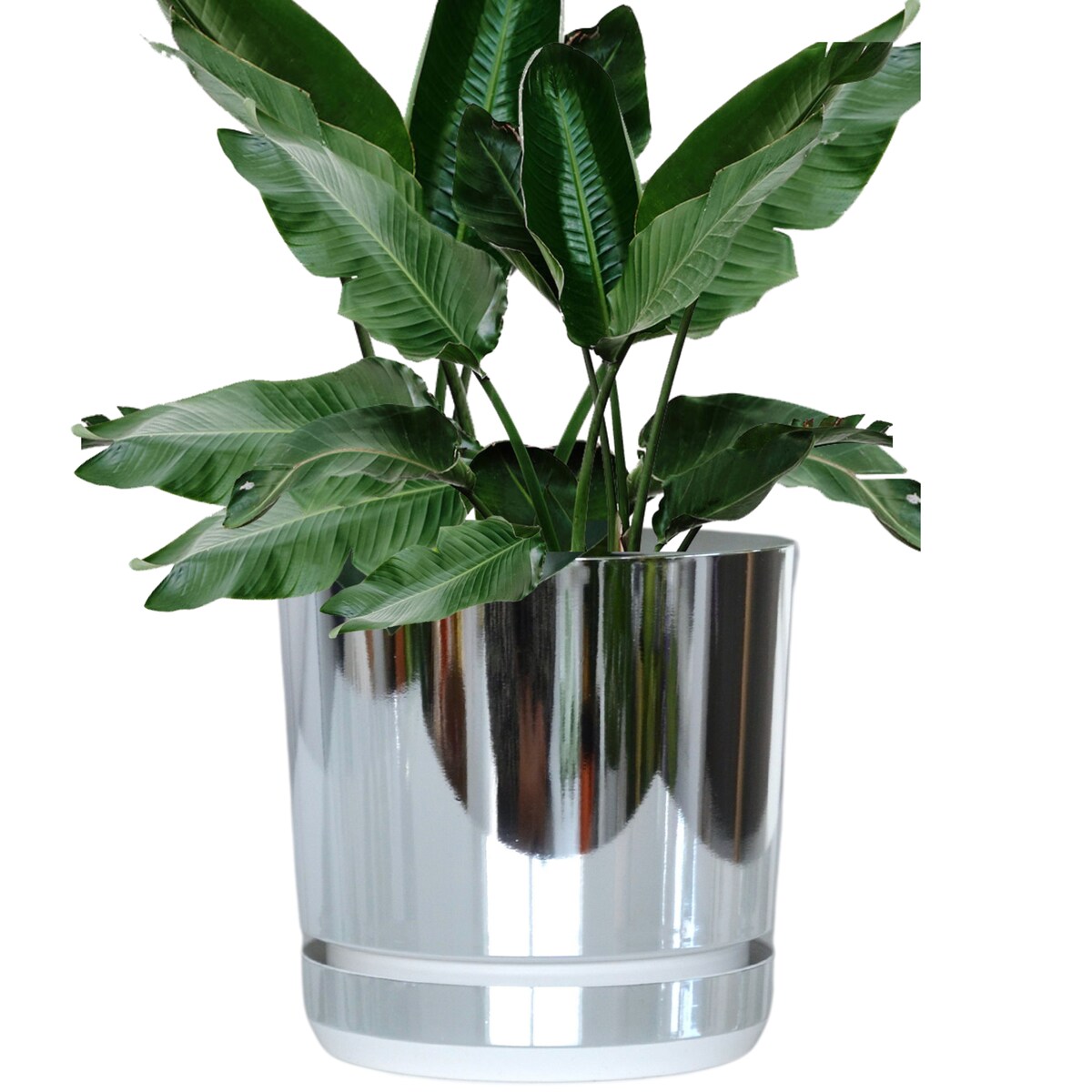 32 cm wzór KRAINA LODU Doniczka z podstawką glamour elegancka efekt lustra wysoki połysk nowoczesna duża szeroka donica