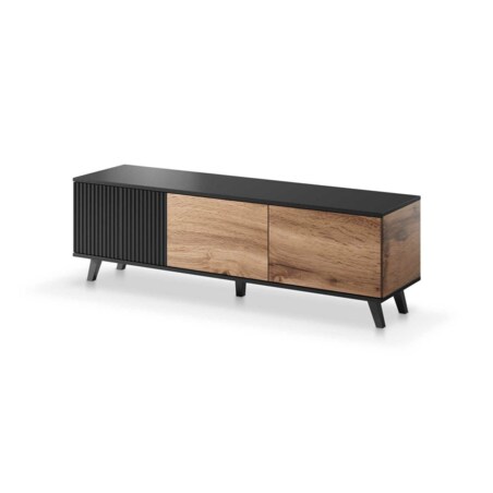 SZAFKA RTV Adre 150/40/47 cm dąb wotan|czarna MDF I TWORZYWO