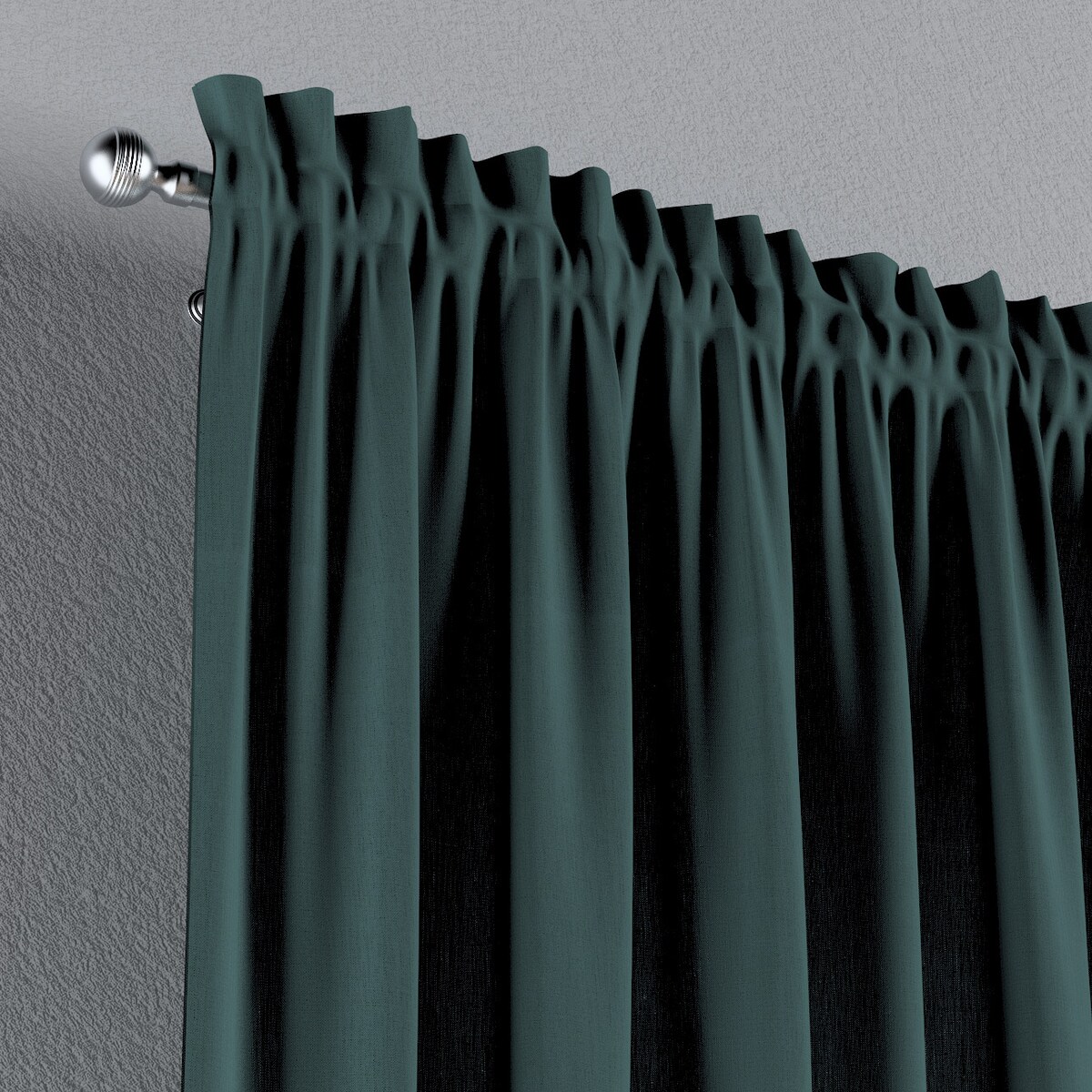 Zasłona na kanale z grzywką 1 szt. 130x245 zgaszona szmaragdowa zieleń