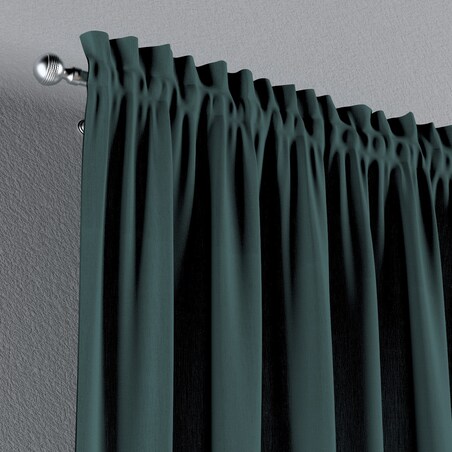 Zasłona na kanale z grzywką 1 szt. 130x245 zgaszona szmaragdowa zieleń