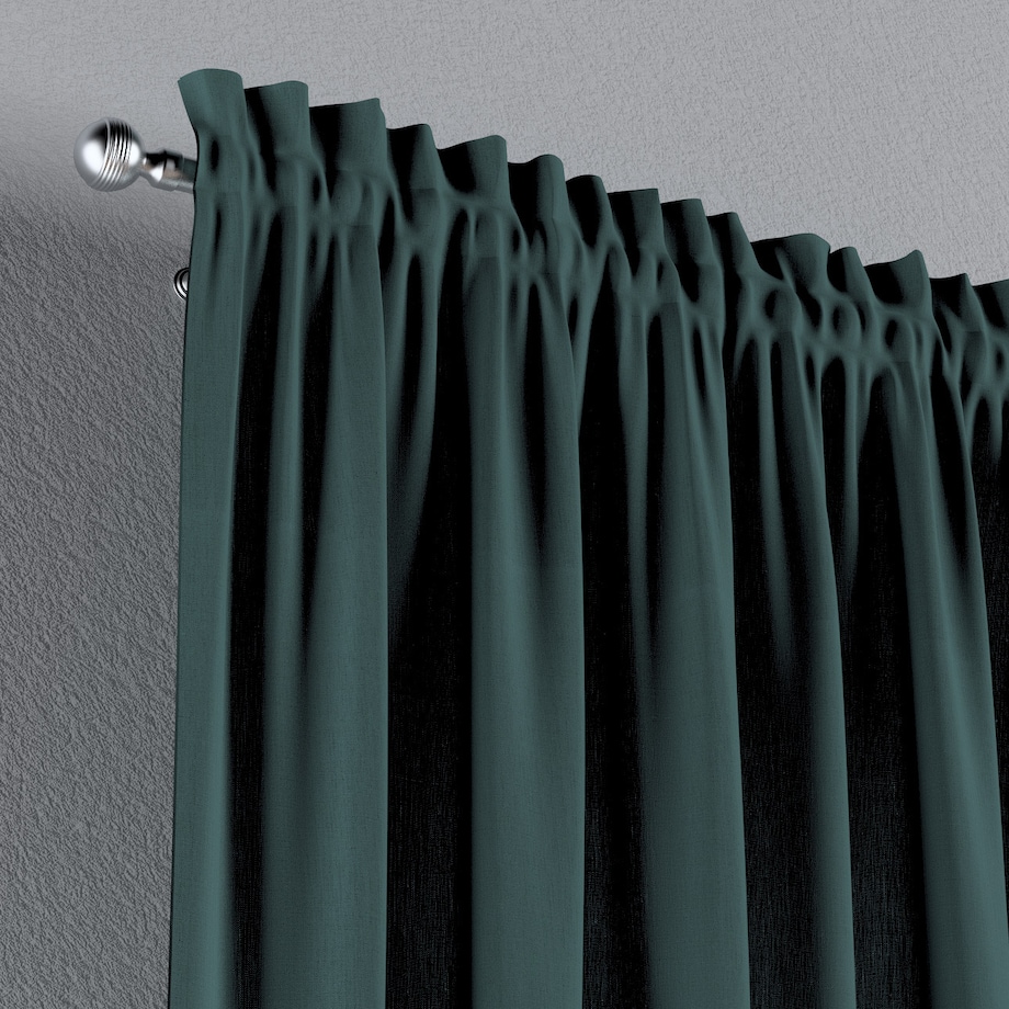 Zasłona na kanale z grzywką 1 szt. 130x245 zgaszona szmaragdowa zieleń