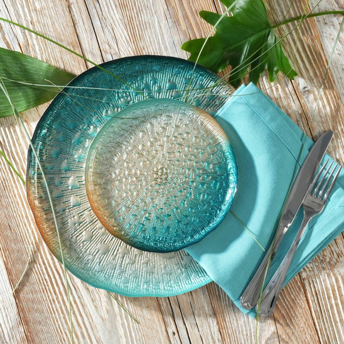 VILLA ITALIA Talerz do ciasta szklany 29 cm CASTELLO BLUE