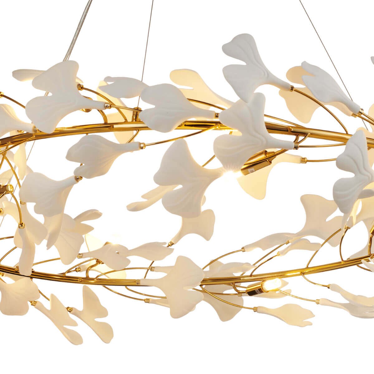 Ceramiczna lampa zwieszana Botanika XY080P-100 Step ozdobna liście złoty biały