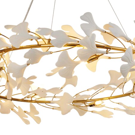 Ceramiczna lampa zwieszana Botanika XY080P-100 Step ozdobna liście złoty biały