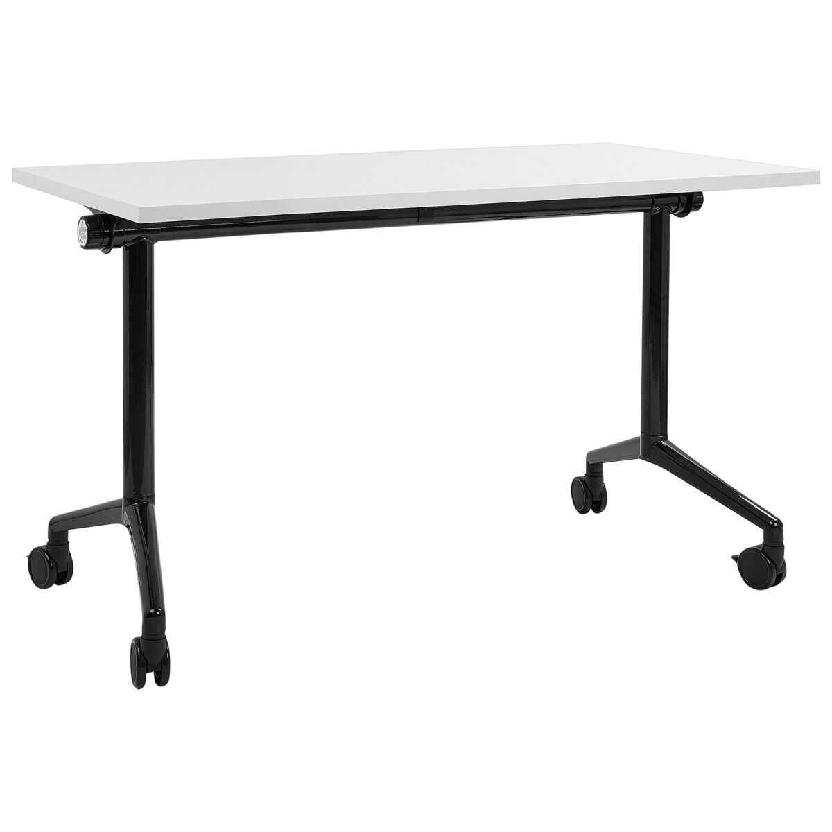 Biurko składane z kółkami 120 x 60 cm białe z czarnym CAVI