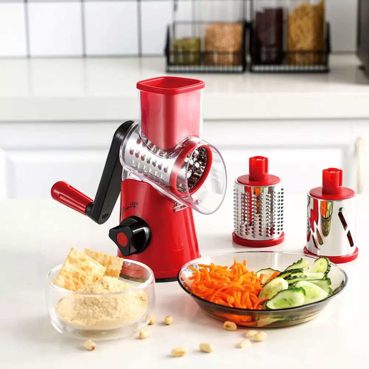 Tarka obrotowa bębnowa do warzyw sera bakalii czerwona KINGHOFF