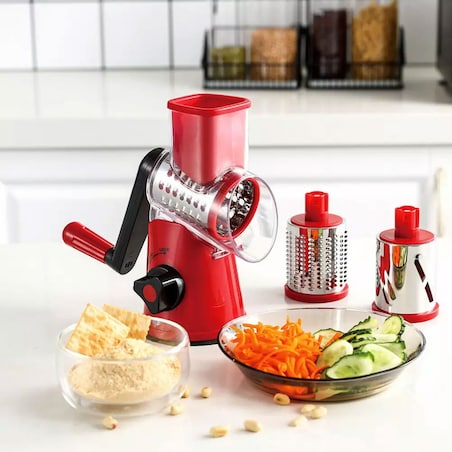 Tarka obrotowa bębnowa do warzyw sera bakalii czerwona KINGHOFF