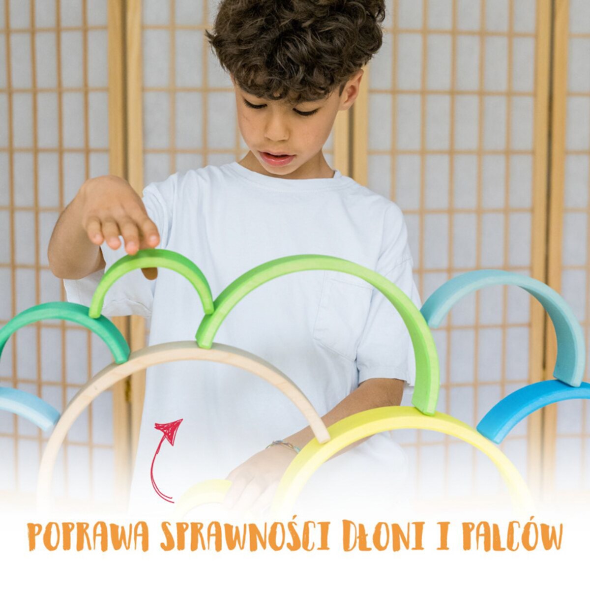 Tęcza Grimm’s 10 elementów - drewniane klocki neon green 3+