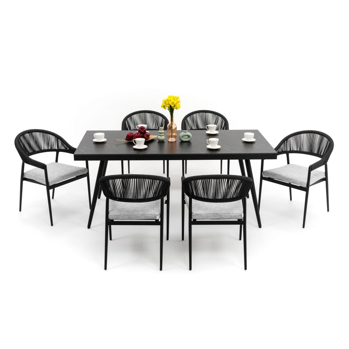 Zestaw mebli ogrodowych aluminiowe nowoczesne BELIZE czarno szare