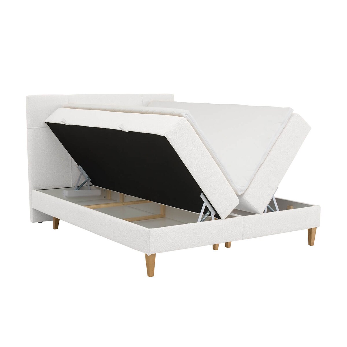 Łóżko kontynentalne EVERTON 140x200 z pojemnikiem, Biały, tkanina Baloo 2073