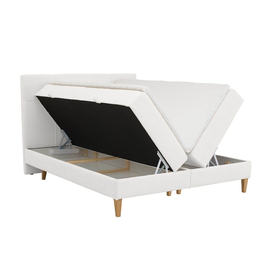 Łóżko kontynentalne EVERTON 140x200 z pojemnikiem, Biały, tkanina Baloo 2073