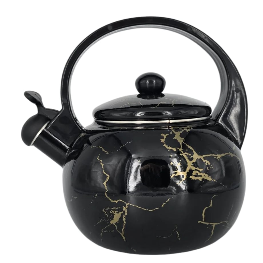 Czajnik Czarny Emaliowany Retro 2.2L Z Gwizdkiem Na Indukcję Gaz