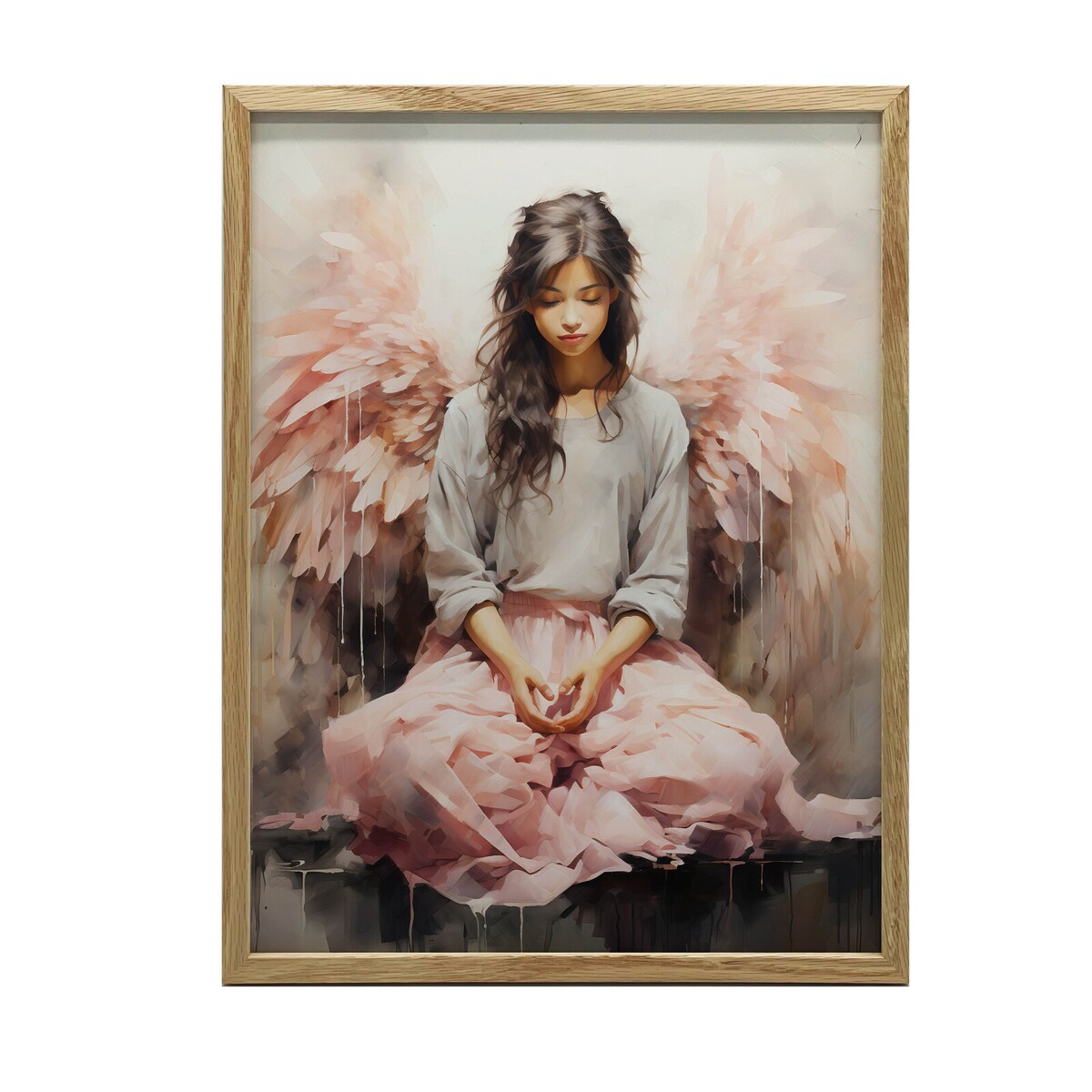 Ukojenie w Modlitwie, 50x70 cm, rama drewniana jasny dąb, papier matowy 230 gsm