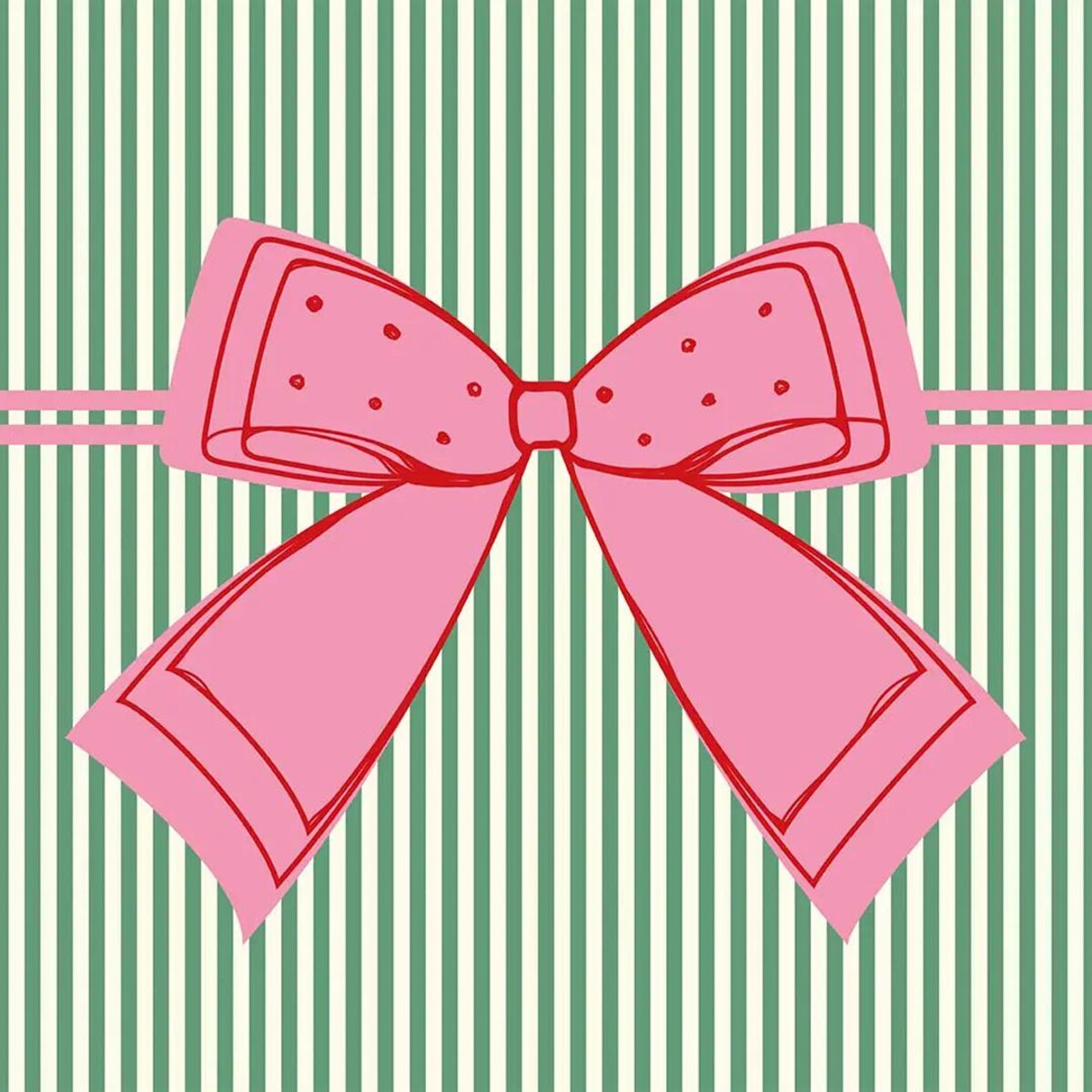 Serwetki świąteczne - Kokardka - zielone paski (2szt.)