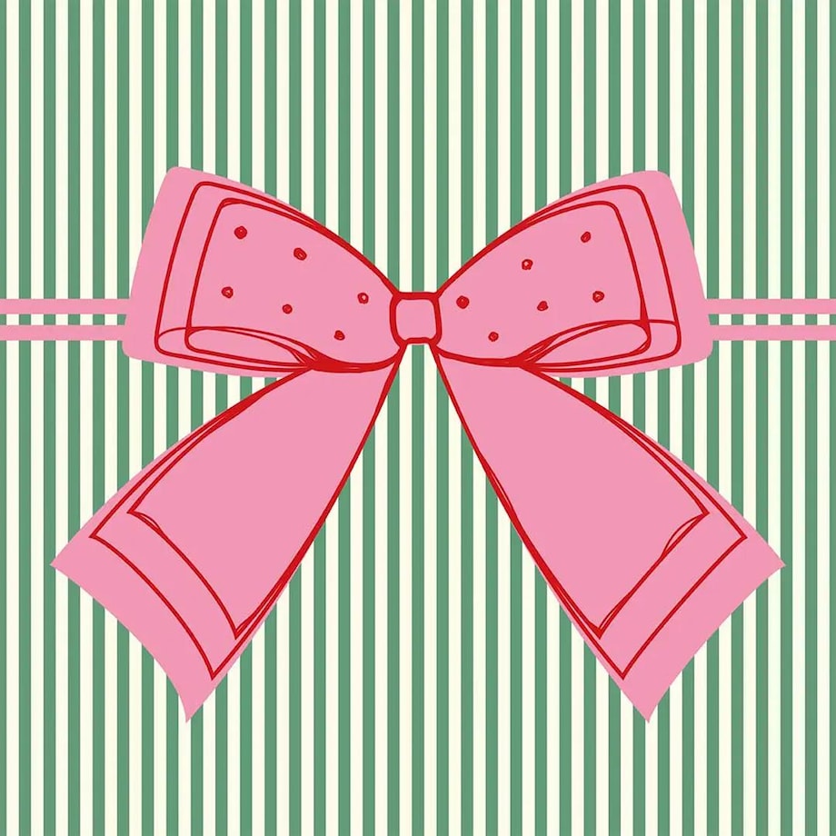 Serwetki świąteczne - Kokardka - zielone paski (2szt.)