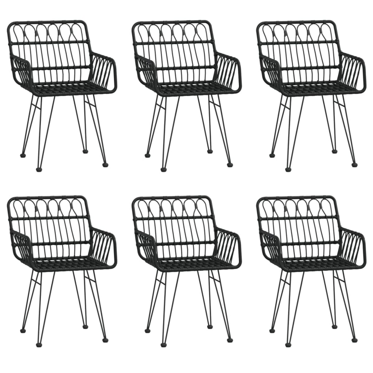 vidaXL 7-częściowy zestaw mebli ogrodowych, czarny, polirattan