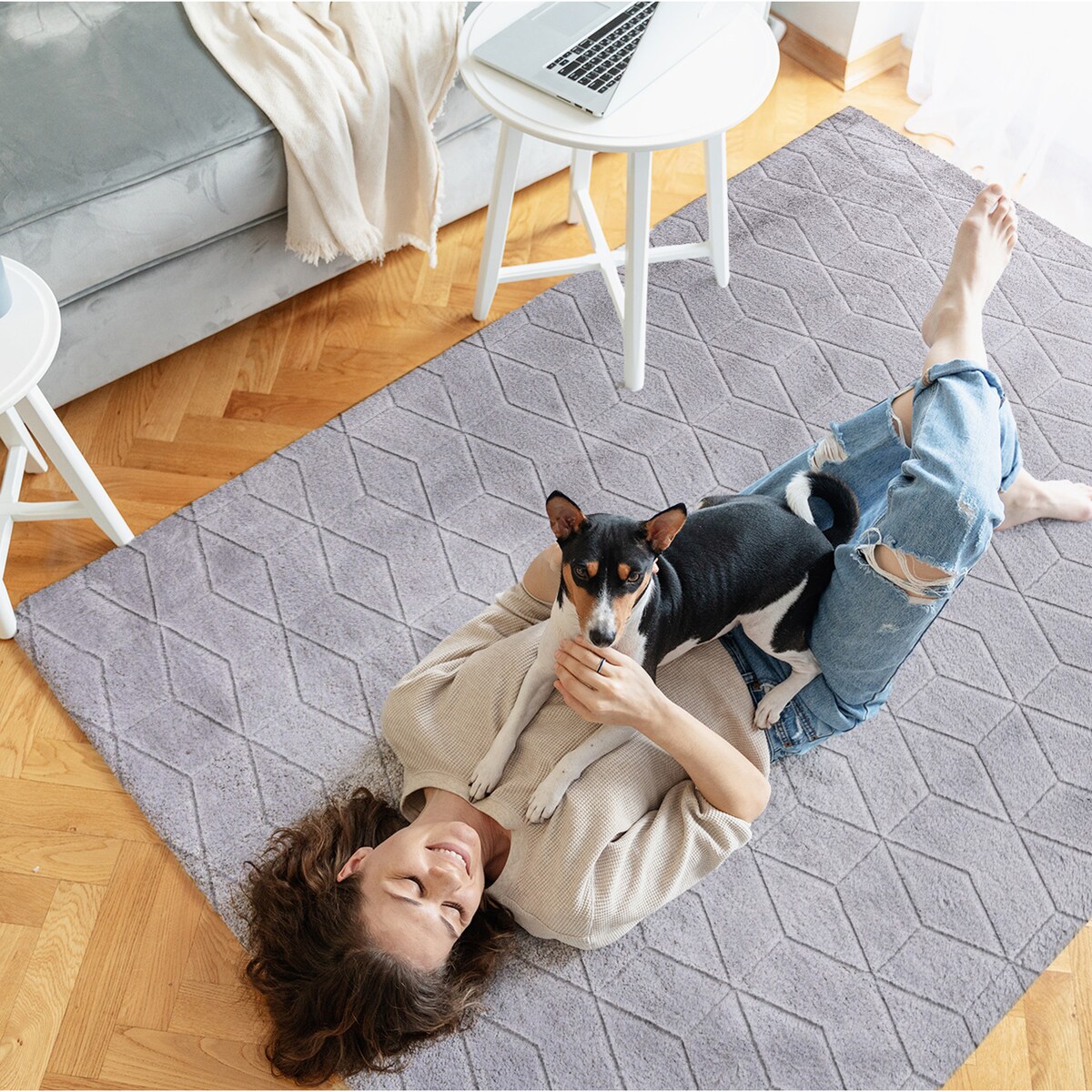 Dywan miękki Rabbit Prestige 120x160 cm e-floor OEKO-TEX szary