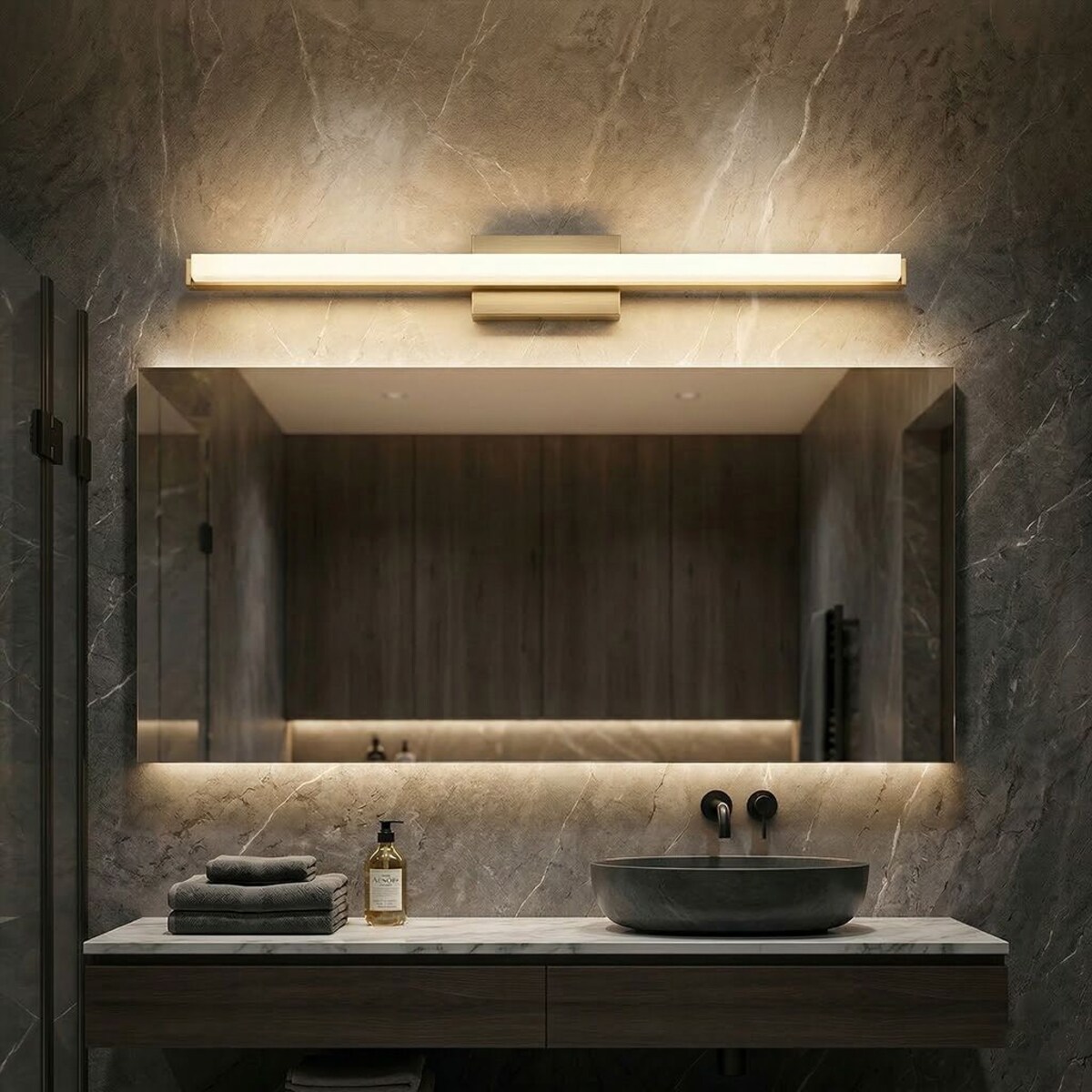 Kinkiet App1853-1W 80Cm Led Złoty Szczotkowany, Metal, Tworzywo Sztuczne