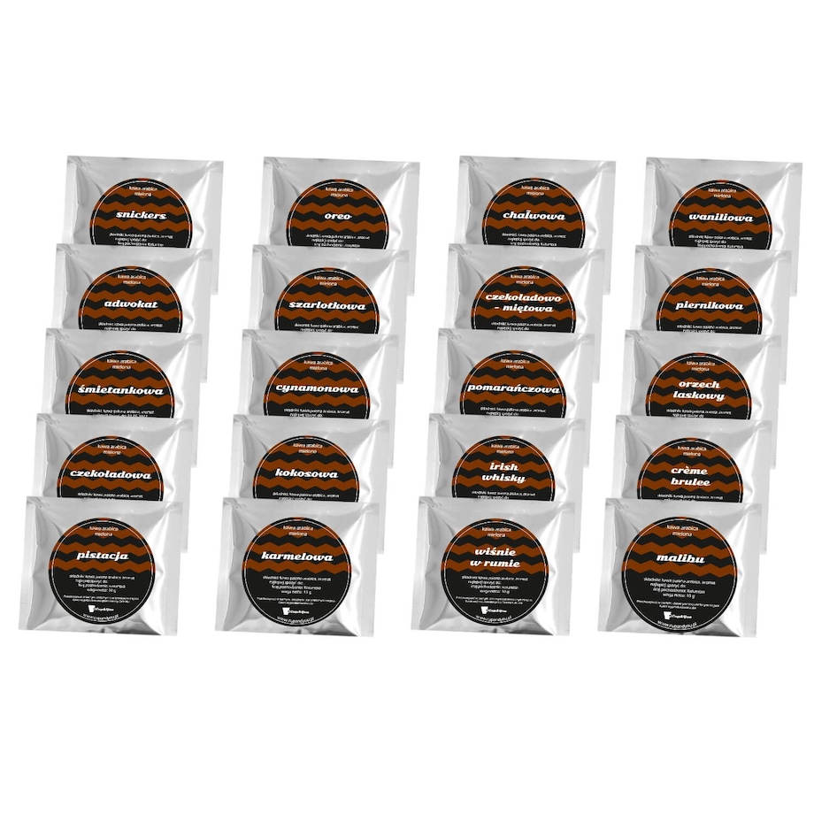 Duży Box podarunkowy zestaw 20 kaw aromatyzowanych z białą filiżanką gift