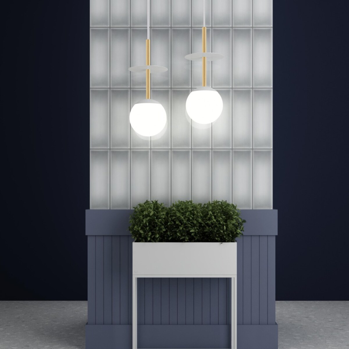 PLAAT A biała sufitowa lampa wisząca z mosiądzem