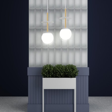 PLAAT A biała sufitowa lampa wisząca z mosiądzem