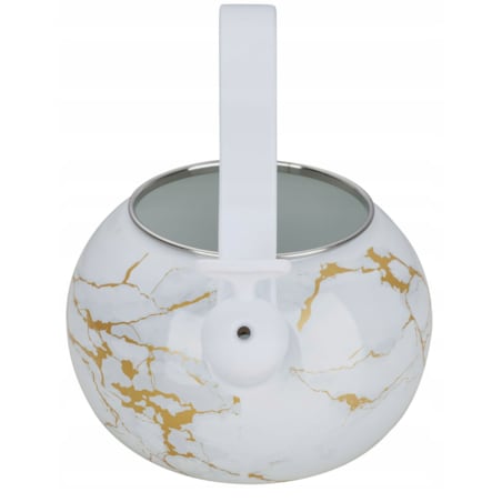 Czajnik Emaliowany Retro 2.2L Z Gwizdkiem Biały Stal Węglowa Indukcja Gaz