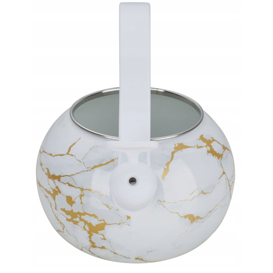 Czajnik Emaliowany Retro 2.2L Z Gwizdkiem Biały Stal Węglowa Indukcja Gaz