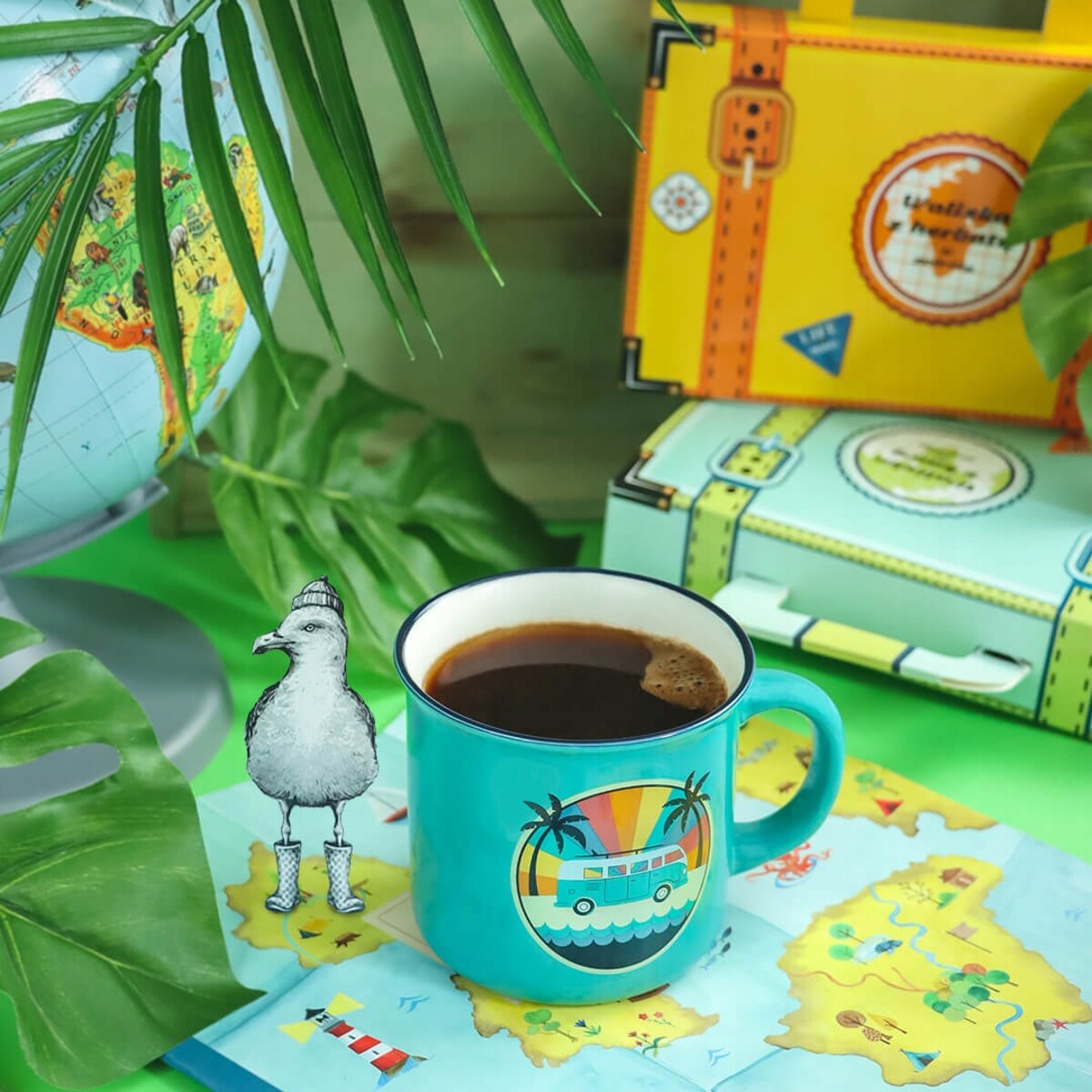 Porcelanowy kubek z uchwytem HOLIDAY TRIP do kawy herbaty czekolady 300ml - prezent upominek dla kobiety faceta babci dziadka mamy taty chłopaka dziewczyny