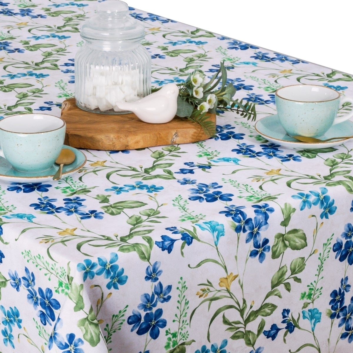 Obrus plamoodporny Minos Minos Niebieskie Kwiaty - 120x180 cm - wielokolorowy