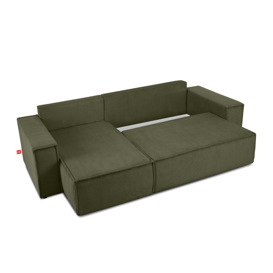 KONSIMO NAPI Narożnik uniwersalny z funkcją spania, oliwkowy prawy/lewy