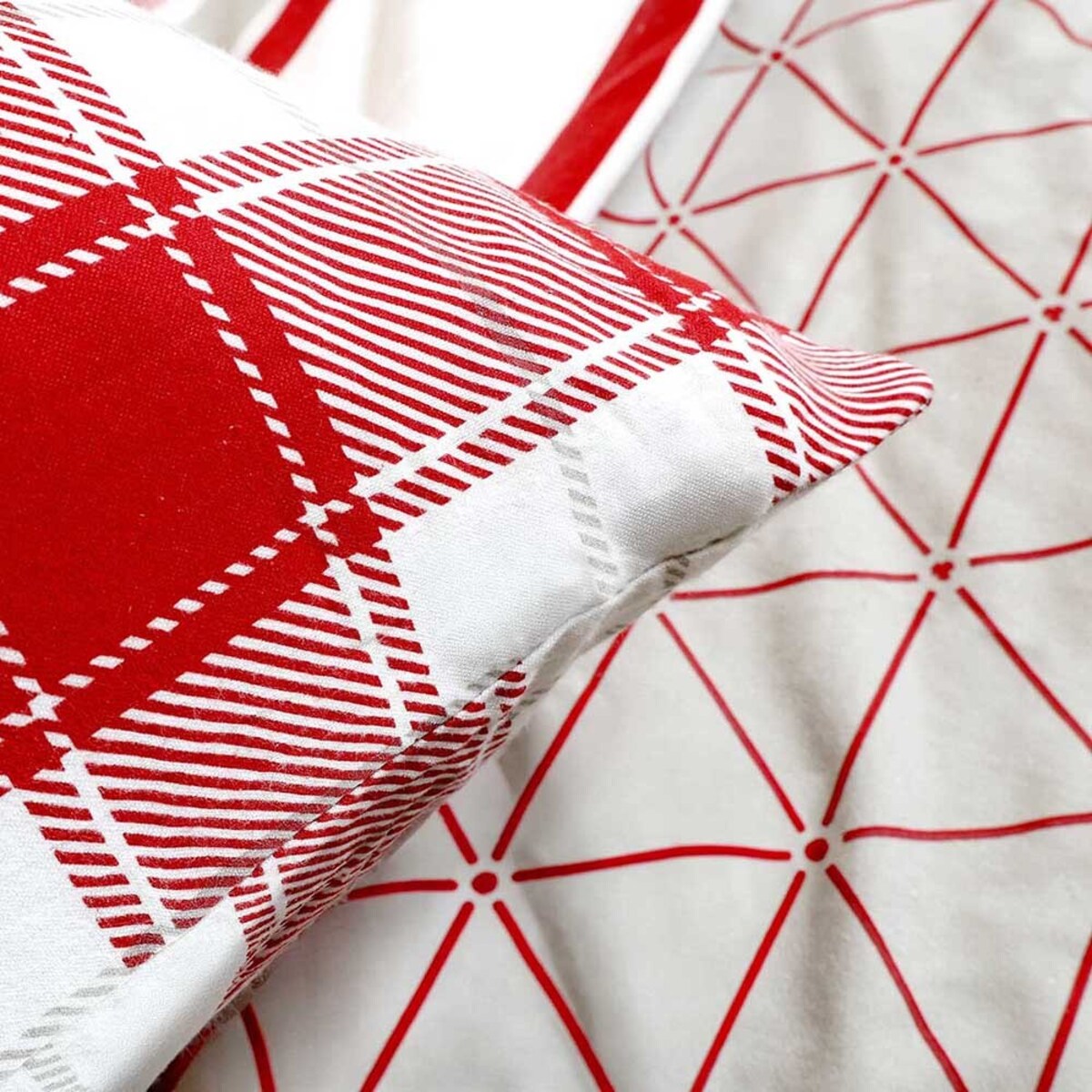 Pościel flanelowa 140x200 Skandia Red, czerwona w białą kratę, Flanelove, Darymex