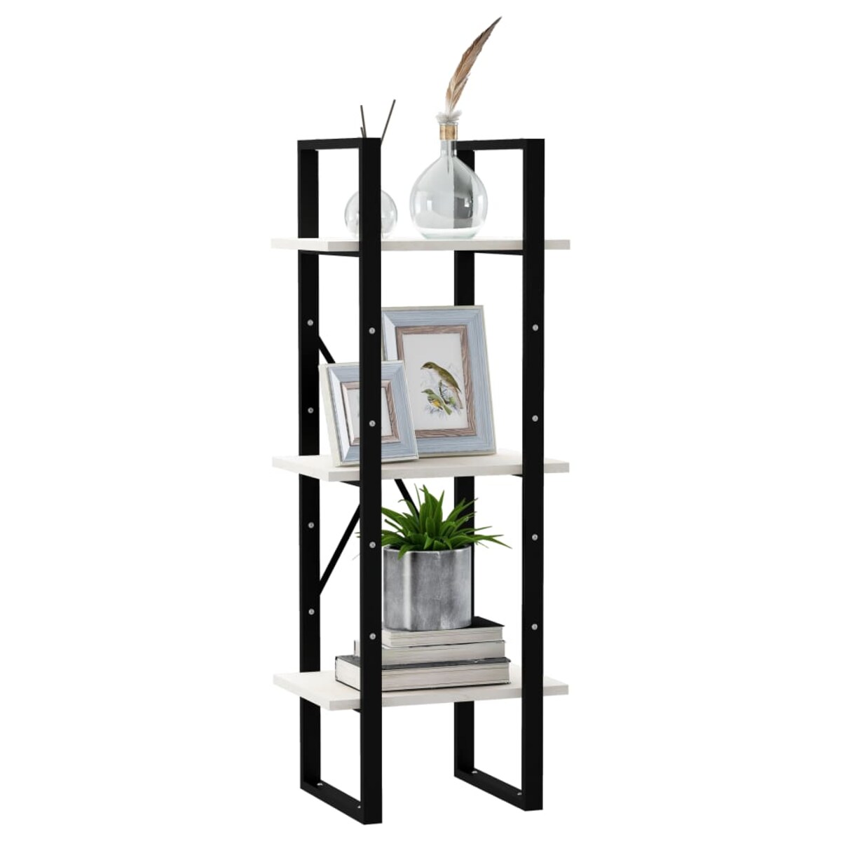 vidaXL Regał na książki, 3 półki, biały, 40x30x105 cm, drewno sosnowe