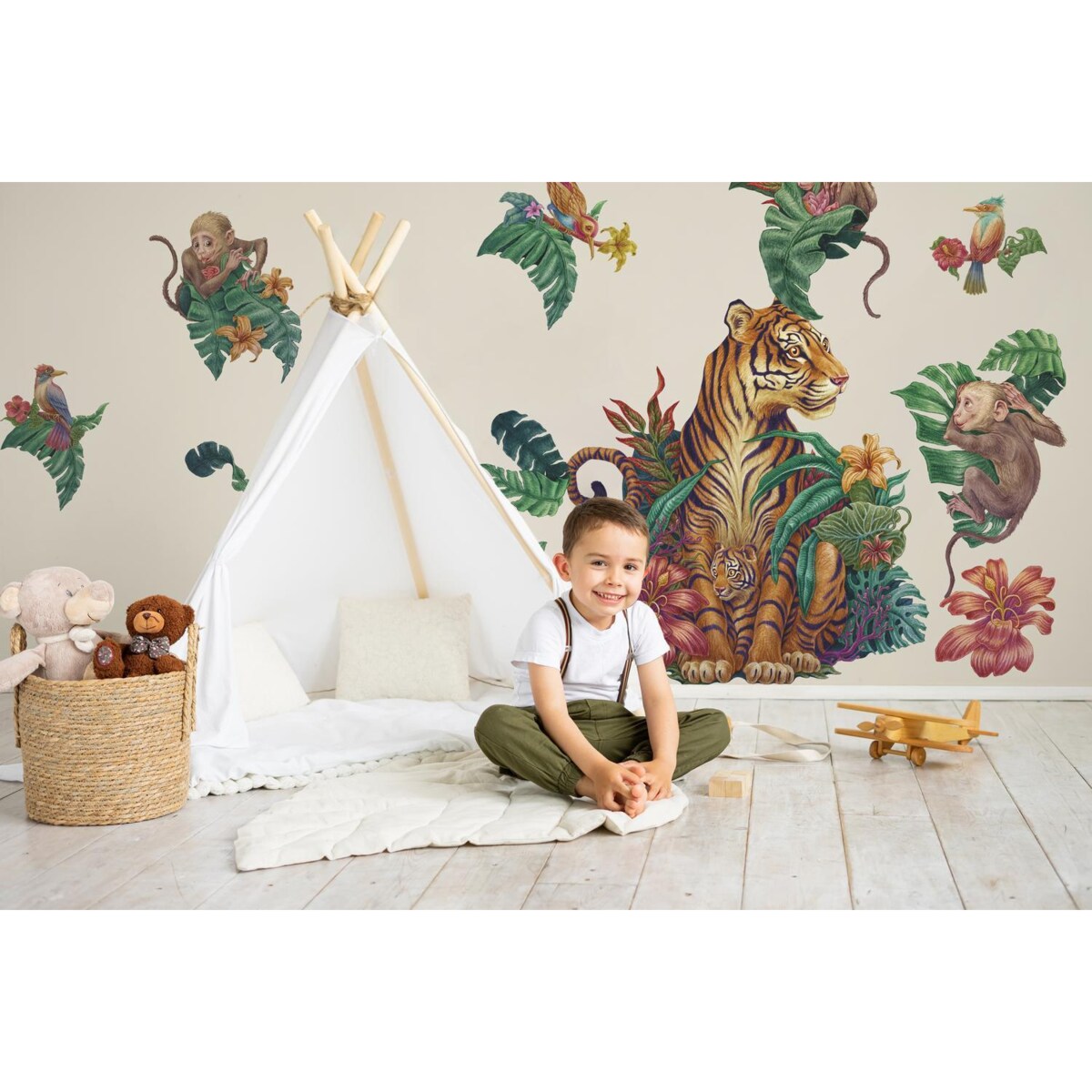 Zestaw naklejek na ścianę, Dżungla safari, 130cm