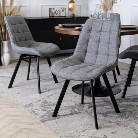 Krzesło Tapicerowane Do Jadalni Kuchni Salonu Loft Pikowane Szare RICK 2